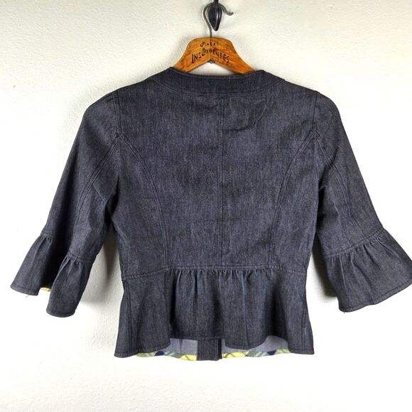 Sandro Sportswear Women's Denim Short Blazer Cotton Blend Blue Jacket Size Small - Picture 5 of 11